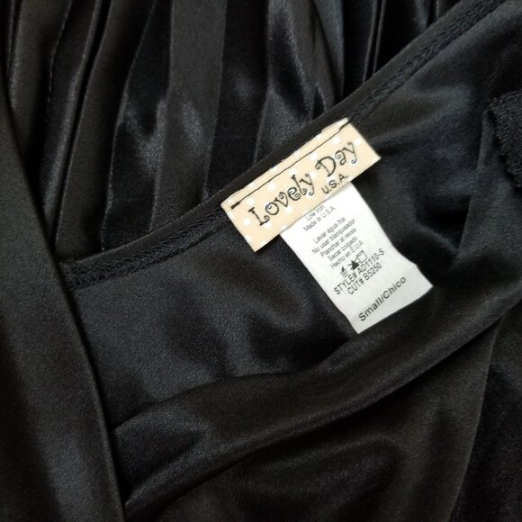 Classic Little Black Dress w/Pleated A Line Skirt & Sheer Lace Panel @ Waist * S - Picture 10 of 10